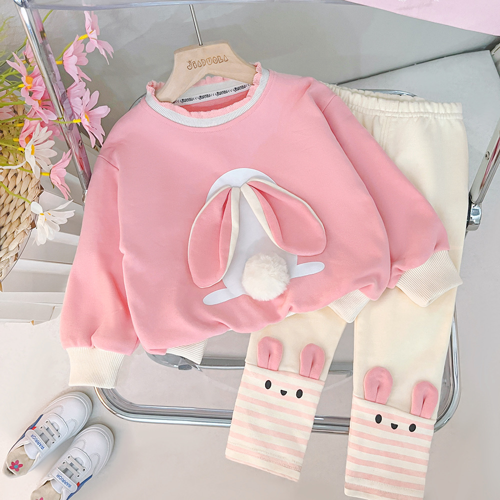 Girls' cute rabbit sweater trousers suit autumn new small and medium children's clothing children's baby sweet suit 2448