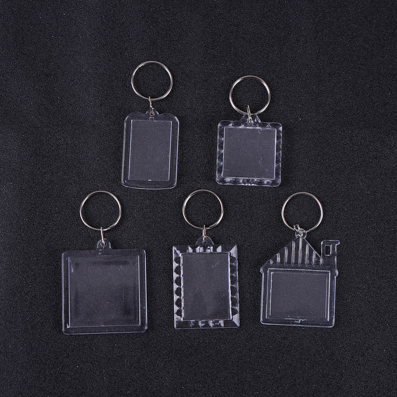 Factory spot ps acrylic blank calligraphy National style key chain transparent studio photo frame pendant scenic gift