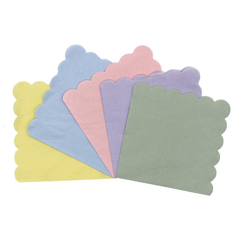 Double-sided dyed tissue cocktail fan lace western restaurant custom bronzing logo cross-border foreign trade in stock wholesale