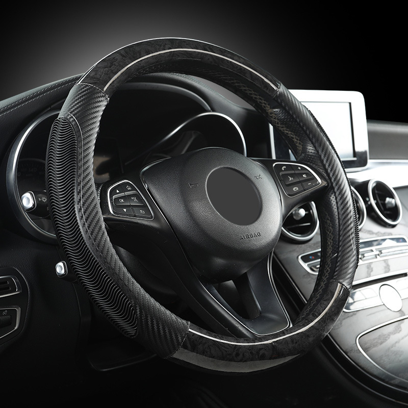 Non-slip imitation wood grain carbon fiber four-season car steering wheel cover suitable for Honda Odyssey Accord Toyota rav4