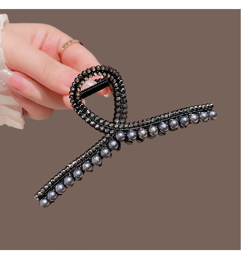 Autunno e inverno Nuovo Nero forcina per capelli da donna di alta qualità senso posteriore della testa piastra per capelli grande clip di squalo temperamento copricapo_voghion.com