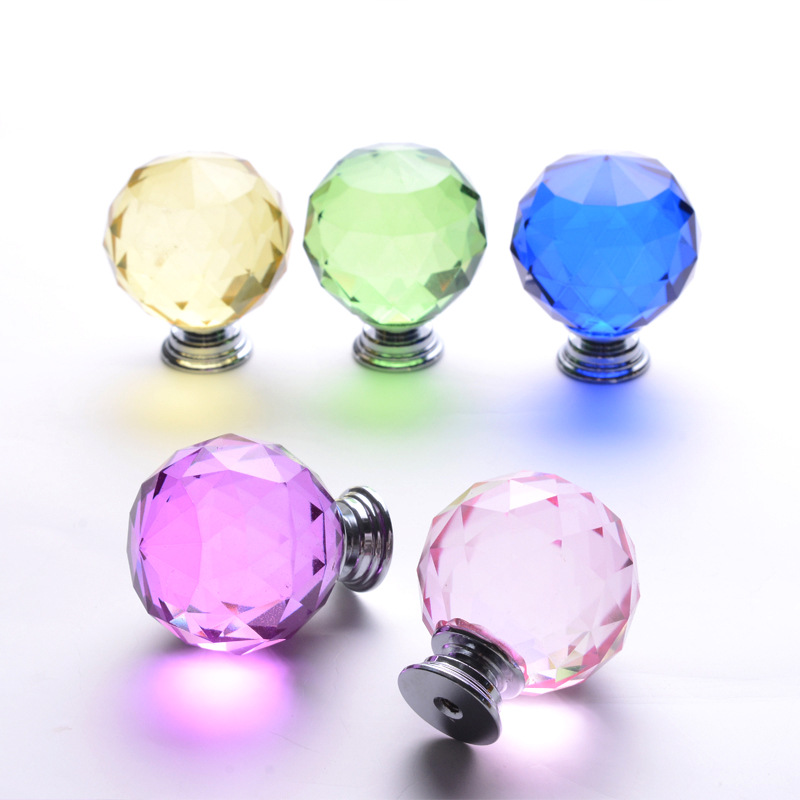 Wholesale Factory Colorful Crystal Drawer Door Handle Kitchen Bedroom Living Room Villa Warehouse Minimalist Design