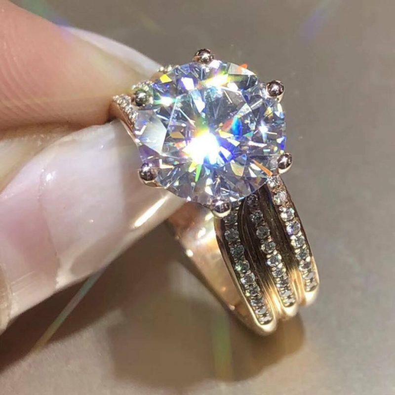 Gioielli e accessori Cao Shi anello di diamanti alla moda di alta qualità con zircone AAA anello di fidanzamento classico da donna con sei griffe in oro_voghion.com