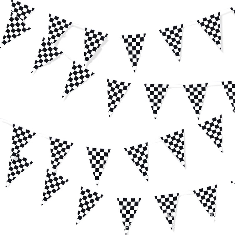 Triangular black and white grid racing flag F1 racing flag flag Black and White Grid Flag Bar decoration flag
