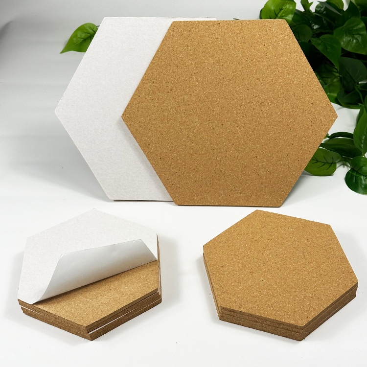 Hexagonal Cork Mat Adhesive Self-adhesive Rectangular Cork Wall Stickers Cross-border Hot Selling Square Cork Message Board