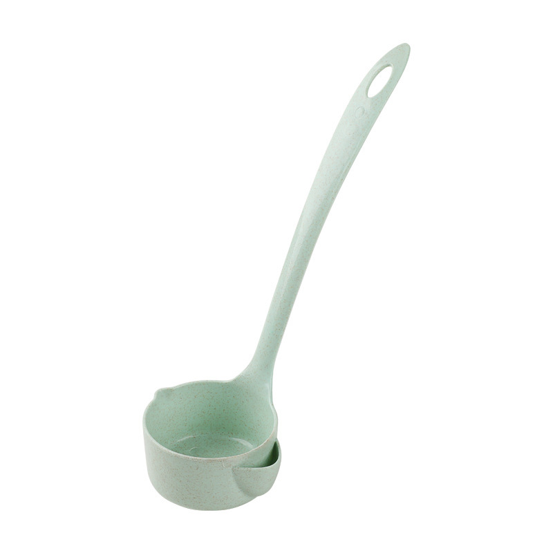Wheat straw oil separator soup spoon for drinking soup to separate oil, long-handled hot pot soup spoon with logo printing capability