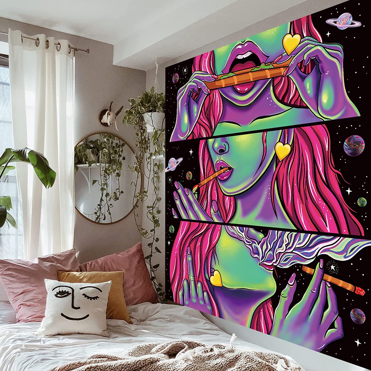 Factory direct supply hot collection dormitory wall purple decorative cloth hanging cloth tapestry room background cloth tapestry wall hanging