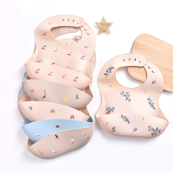 Baby Bib Waterproof Bib Children's Eating Silicone Super Soft Eating Food Pocket Baby's Slippery Pocket Children's Anti-Dirty Artifact