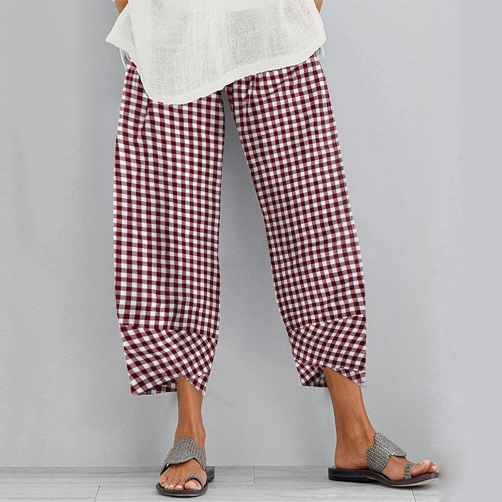 Cross-border 2023 Amazon AliExpress ebay new women's European and American sexy pants Plaid stitching