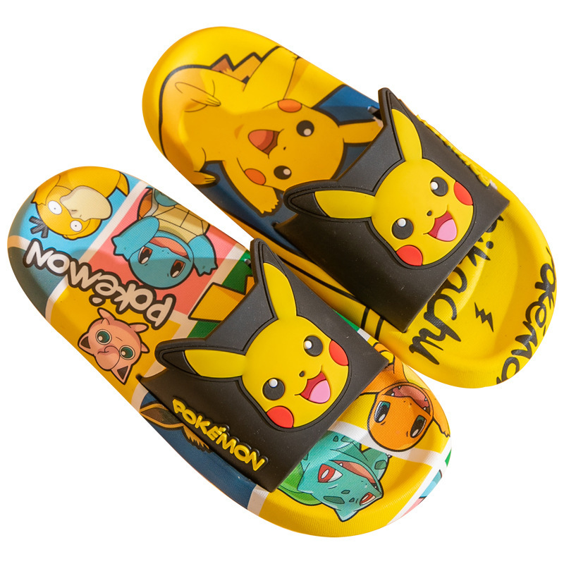 Pokemeng Pikachu Children's Slippers Summer Boys and Girls Indoor Non-Slip Soft Bottom Sandals Cartoon Cute