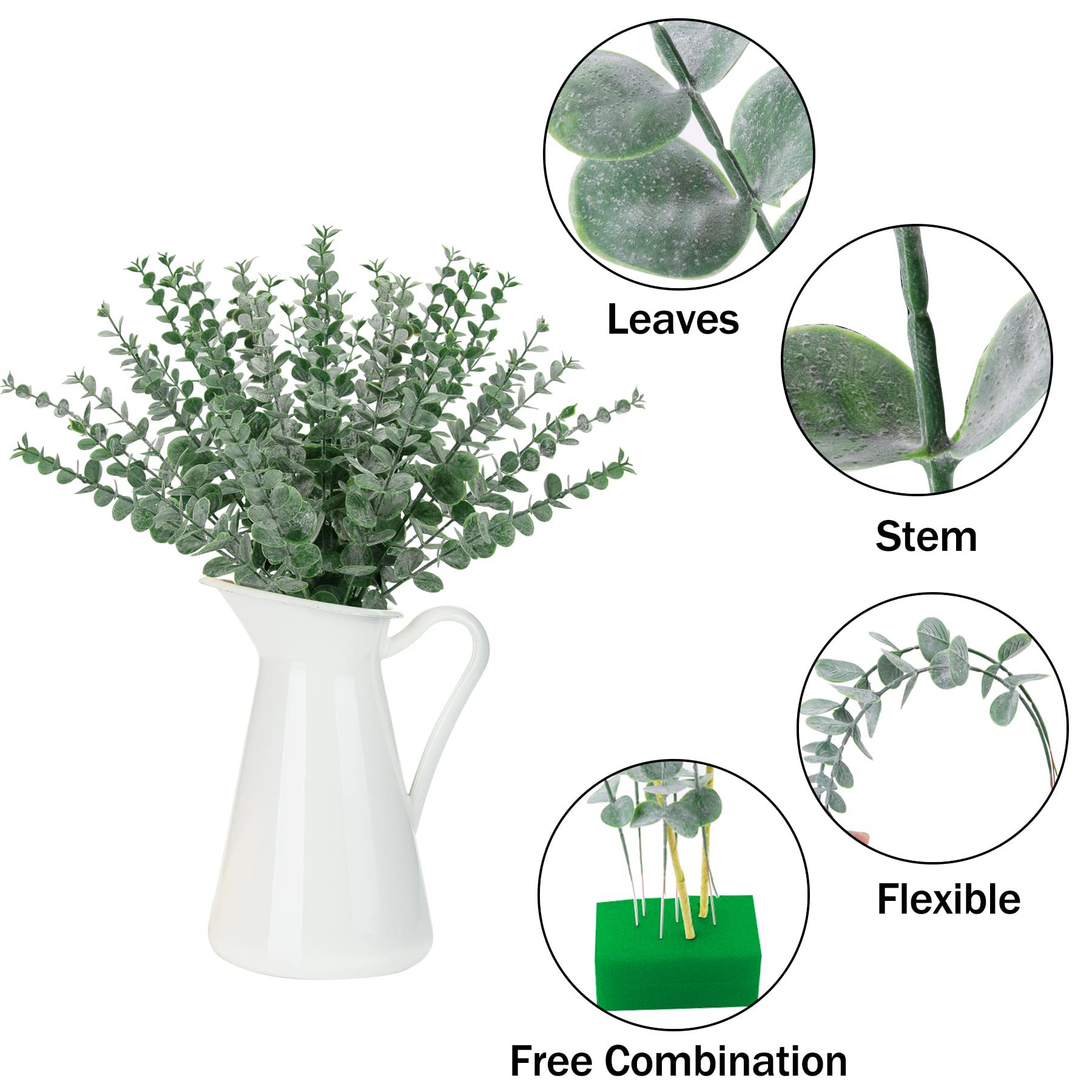 Cross-border Amazon artificial flower hanging Frost eucalyptus leaves stem autumn decoration fake plant wedding DIY flower arrangement