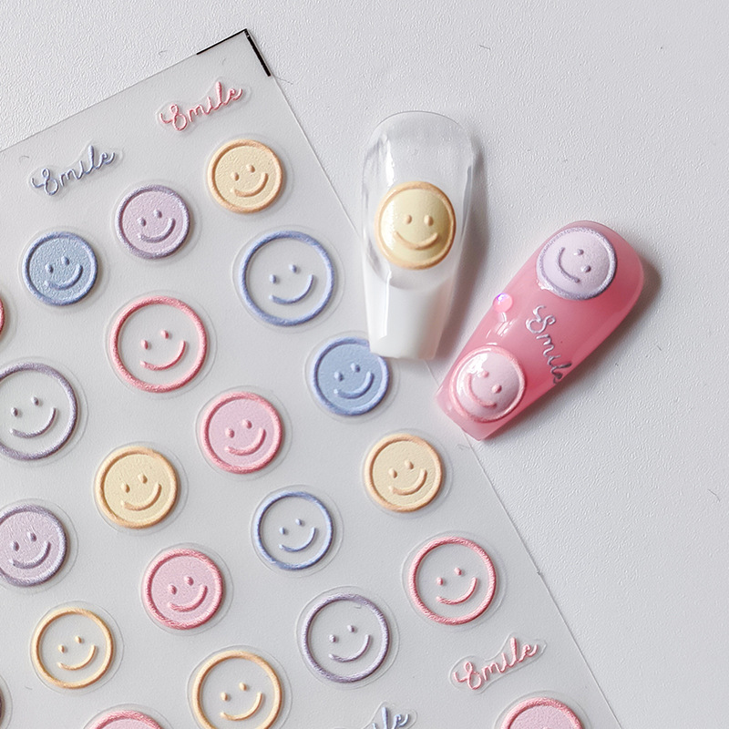 Iron New Technology Three-dimensional Thin Transparent Nail Art Sticker Adhesive Nail Art Sticker Nail Art Sticker TS-2375 Fresh Smiling Face