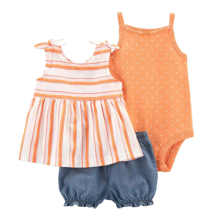 Summer new cross-border foreign trade children's clothing baby girls' short-sleeved shorts T-shirt sheath three-piece suit