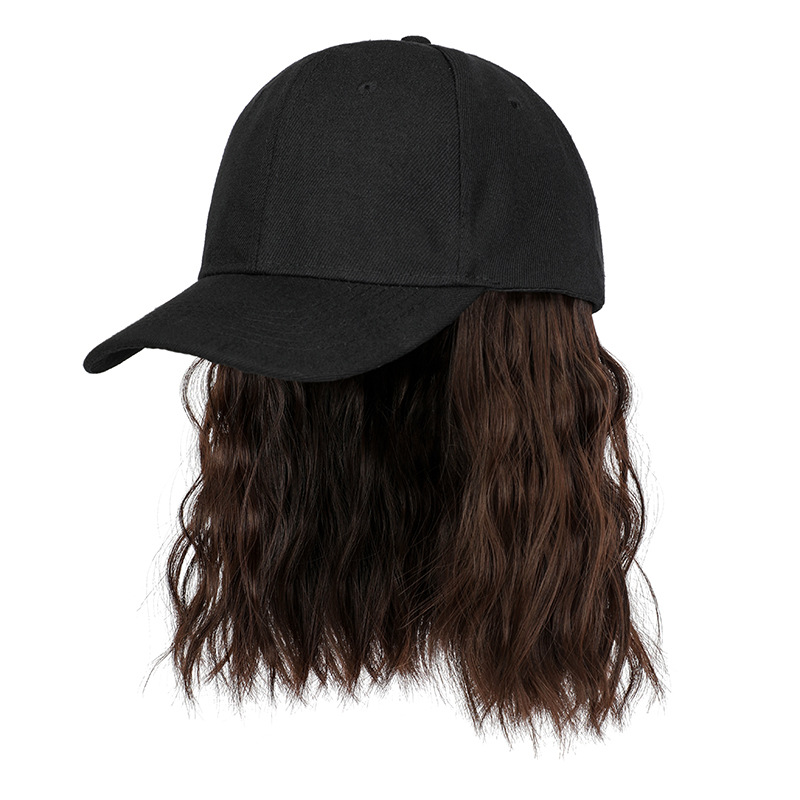 Hat all-in-one wig women's short curly hair baseball cap bobo Bob natural New still wig cap factory spot