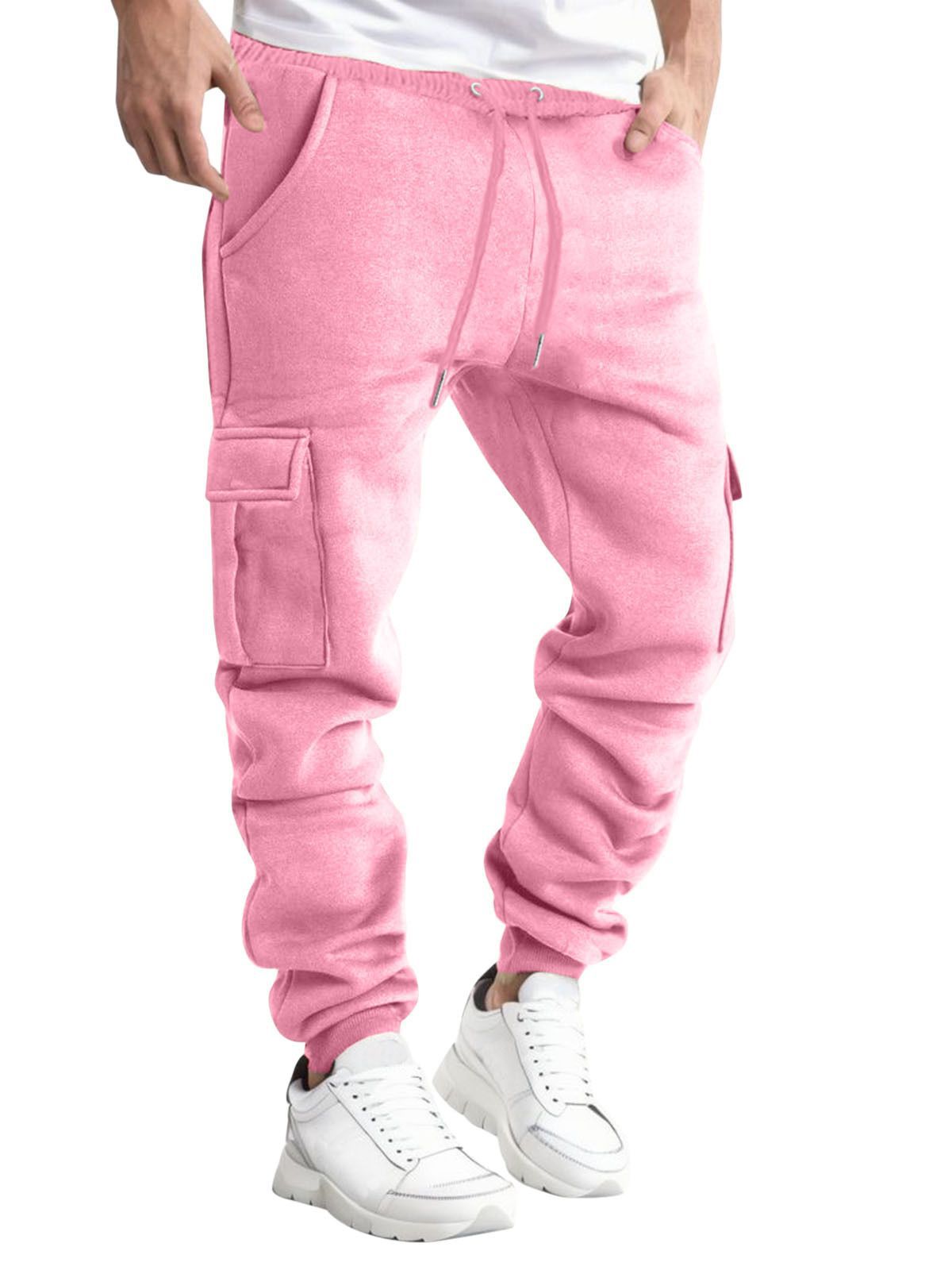 2023 Amazon hot sale men's fashion Men's solid color cargo pocket sweatpants