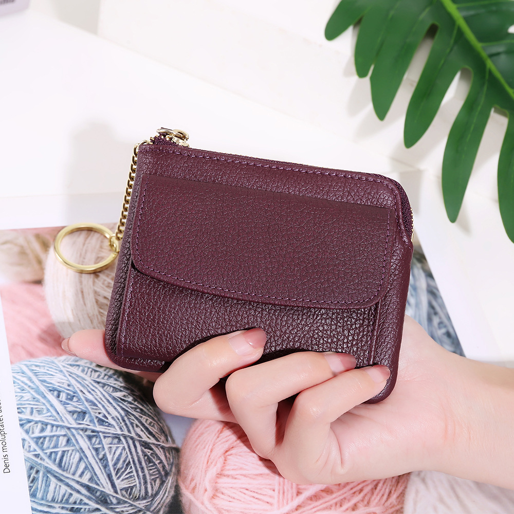 European and American cowhide women's wallet 2021 new mini zipper coin purse foreign trade wallet