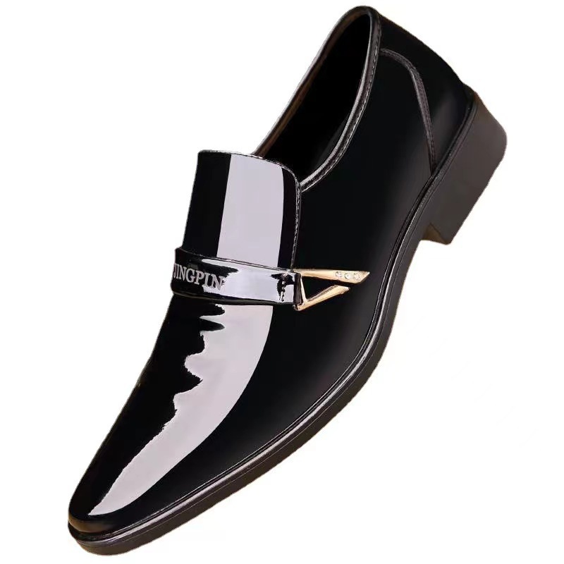 2024 autumn new men's leather shoes Korean fashion casual shoes bright face patent leather business men's shoes cross-border wholesale