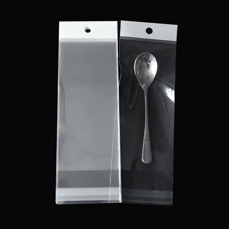 Card head hanging hole OPP bag self-adhesive bag white sealing bag hook jewelry plastic packaging bag transparent wholesale