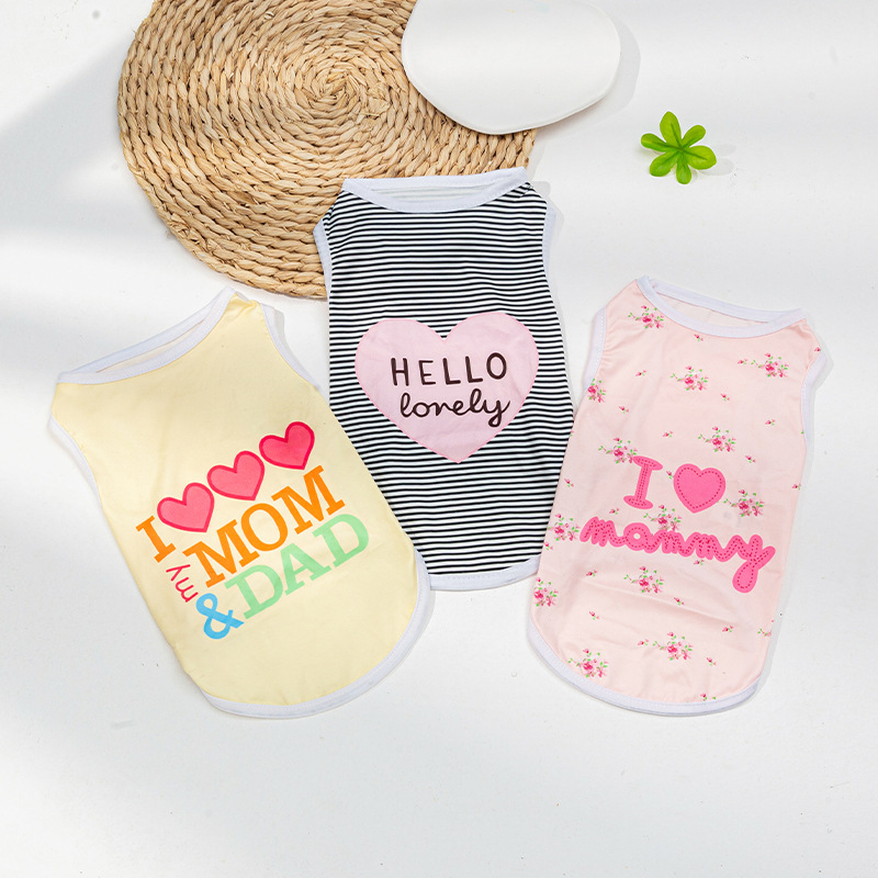 New pet dog spring and summer vest puppy clothes pet clothing cute cartoon print pet vest
