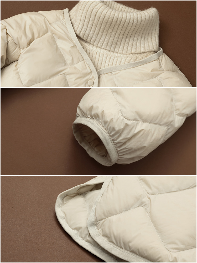Cross-border lightweight down jacket Women's Mid-length autumn and winter New V-neck long Korean style coat collarless liner trendy off-season