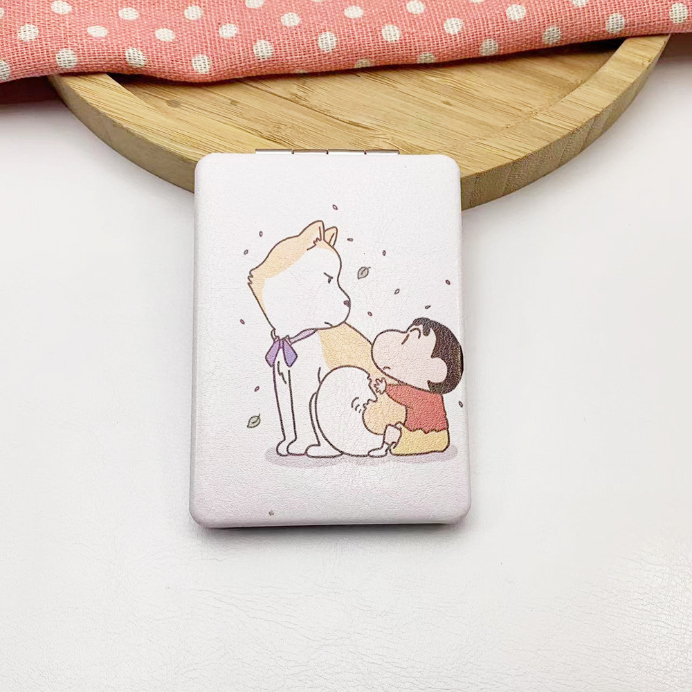 Folding double-sided mirror handheld cosmetic mirror portable cute mini mirror student dormitory crayon Xiaoxin