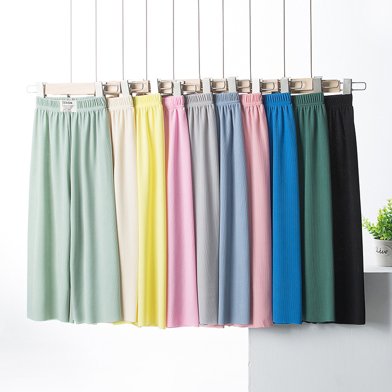 Parent-child Summer Thin Breathable Pit Straight Pants Mother and Daughter Fashion Casual Wide Leg Pants Baby's Leg Anti-mosquito Pants
