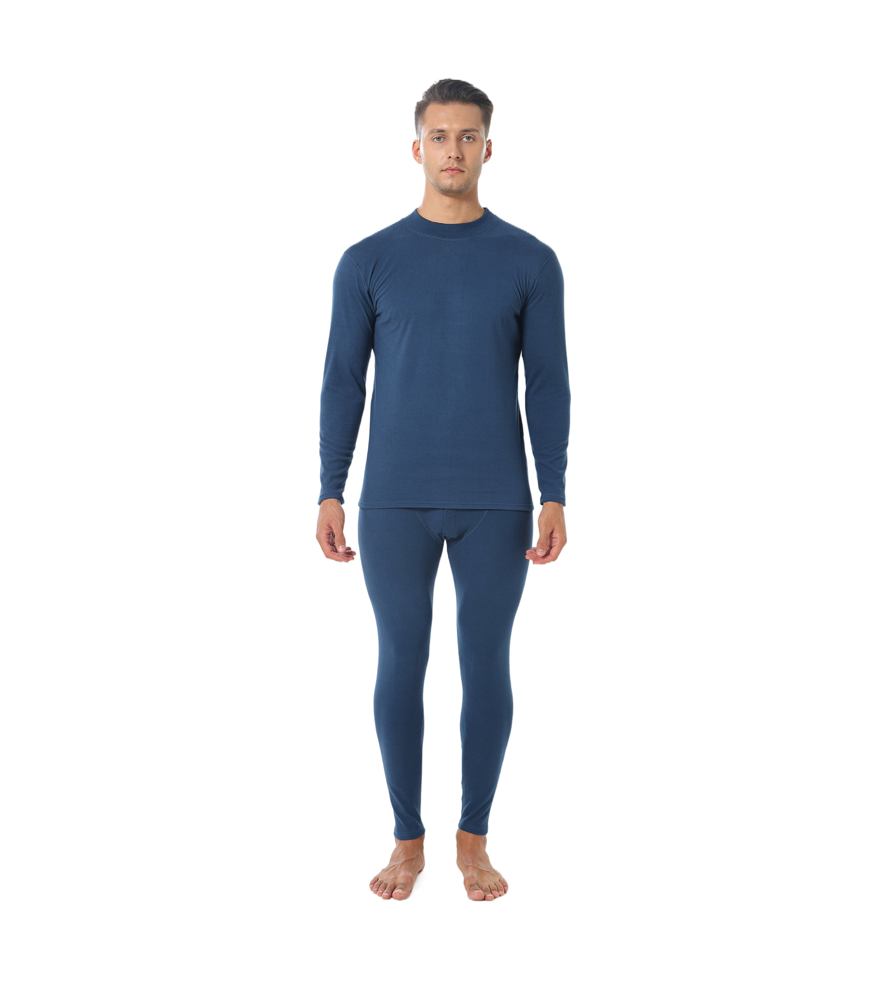 Autumn and winter men's mid-collar thermal underwear double-sided velvet suit seamless slim invisible base half-high collar Thermal