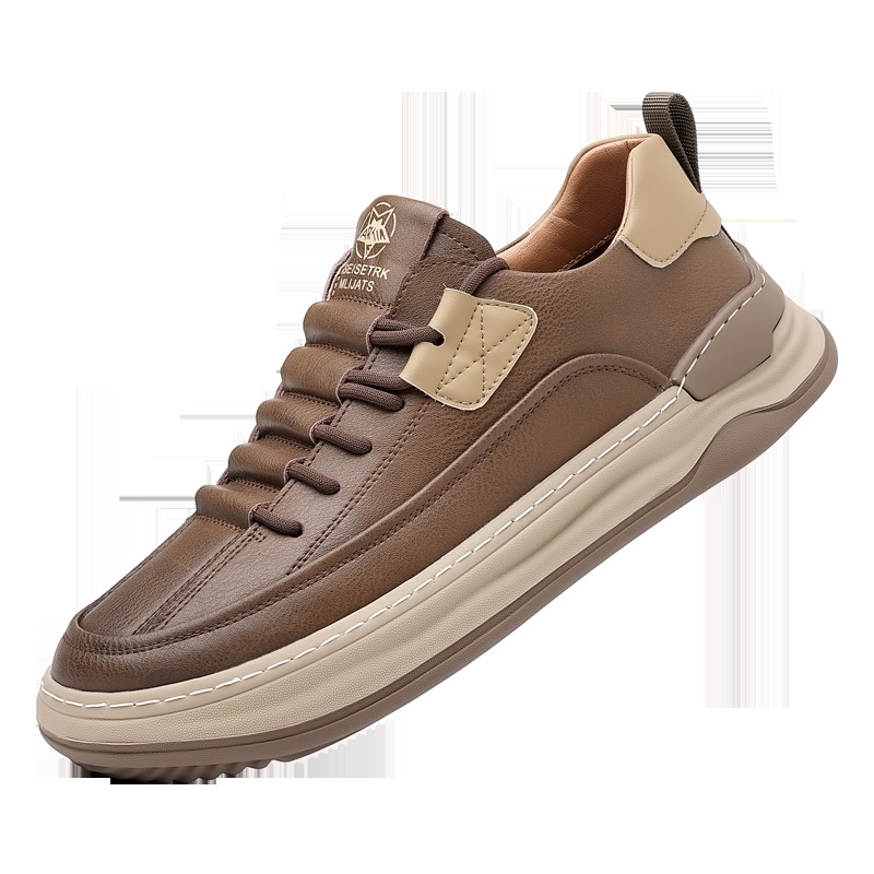 2024 summer men's board shoes thick-soled casual shoes breathable leather shoes men's trendy sports shoes all-match men's shoes wholesale