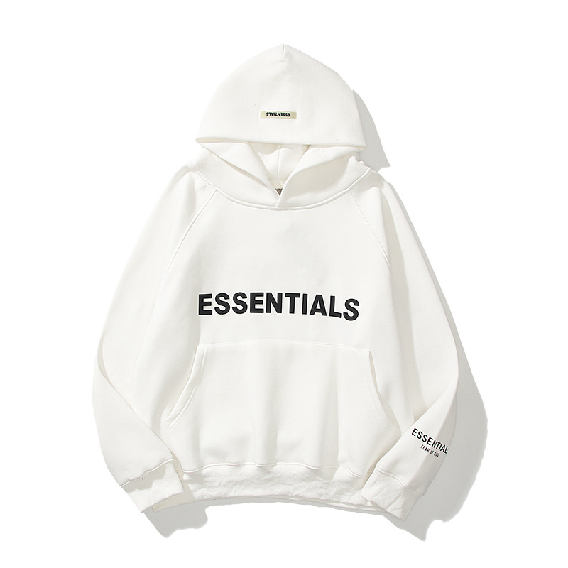European and American Street Brand ESSENTIALS Reflective Stereo Letter oversize Hoodie for Men and Women Couple Velvet Sweater