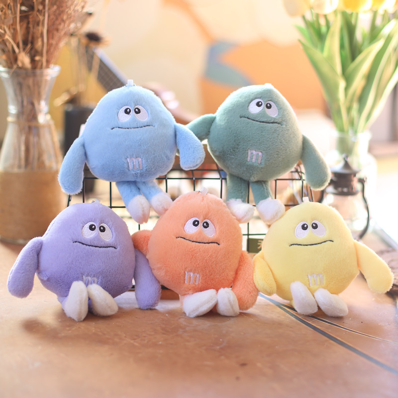 Internet celebrity cute M Bean small pendant plush toy doll Little Monster rag doll schoolbag bag pendant keychain