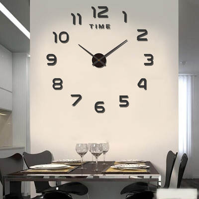 Cross-border creative acrylic DIY wall clock non-perforated restaurant clock mirror mute three-dimensional decorative wall stickers clock