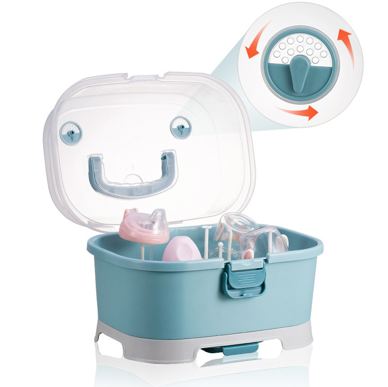 Baby feeding bottle storage box large space multi-color baby tableware storage box draining dustproof drying rack milk powder box