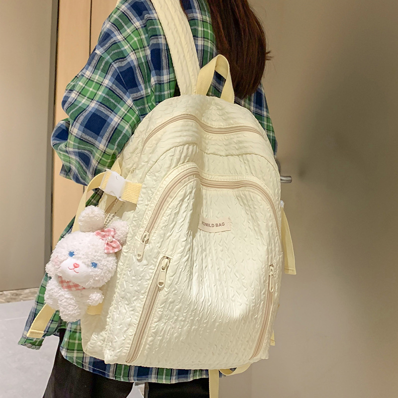 Fresh girl schoolbag female junior high school student High-looking backpack Japanese simple College student lightweight waterproof backpack