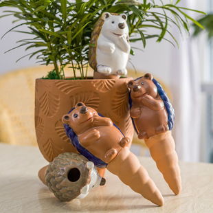 Increasing Red Ceramic Hedgehog Water Sprinkler Lazy Drip Irrigation Water Sprinkler Cross-border Special Supply