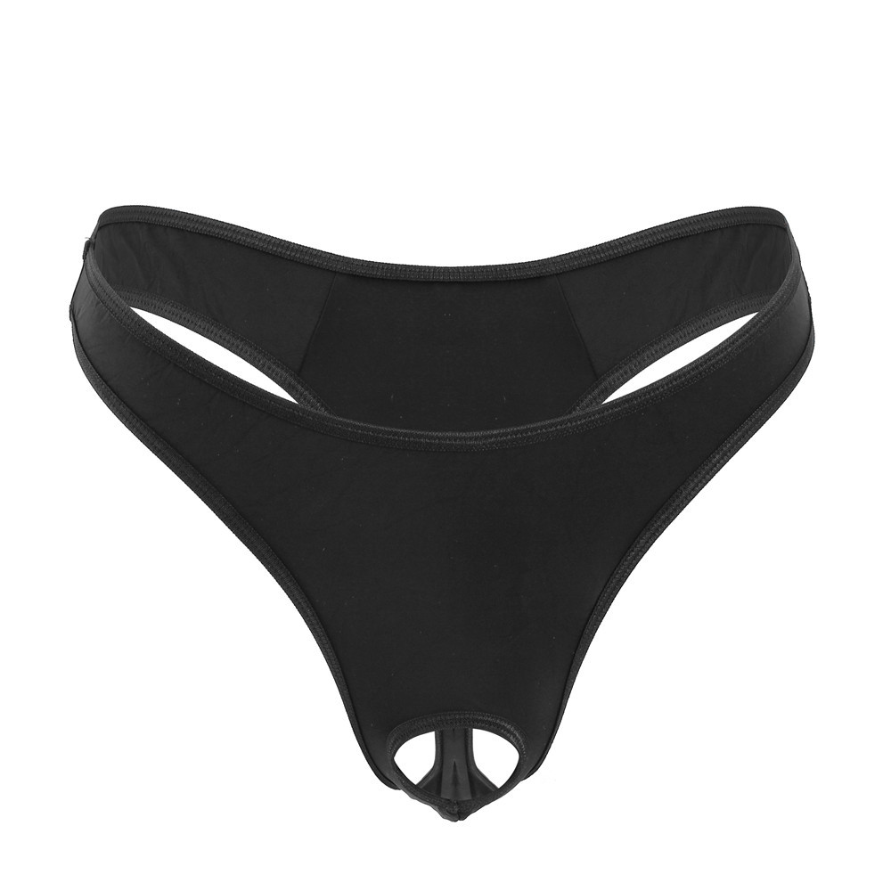 Front hole ice silk men's sexy low-rise T-pant men's elastic couple's split