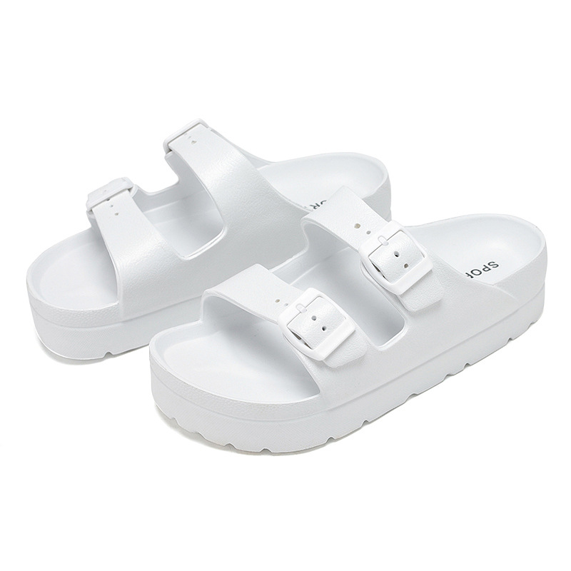 2024 New EVA platform casual slippers increased outdoor sandals double buckle lightweight non-slip beach shoes for women