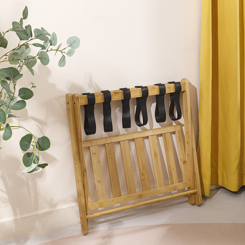 Homestay Hotel Luggage Rack Native Color Thickened Household Bamboo Foldable Luggage Rack Bedroom Storage Rack