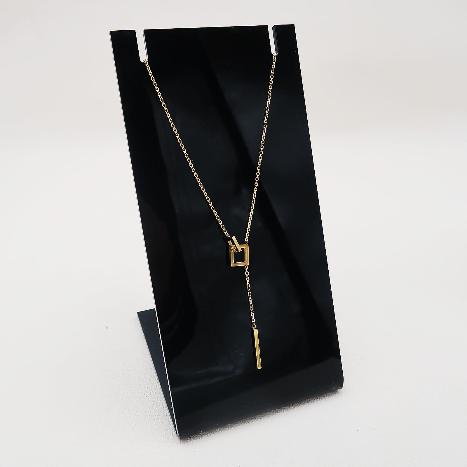 Simple Square Non-fading Titanium Steel Necklace Personalized All-match Fashion High-end Sweater Chain 2023 New Accessories