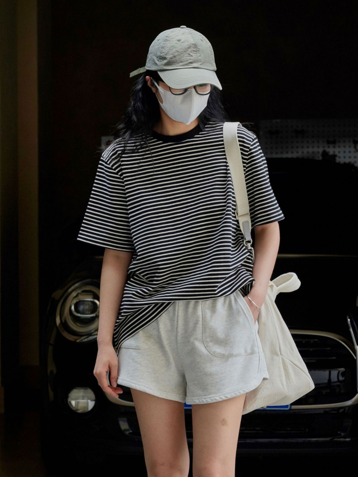 Lufu summer new Korean style ins simple lazy striped round neck T-shirt loose profile casual short sleeve top for women