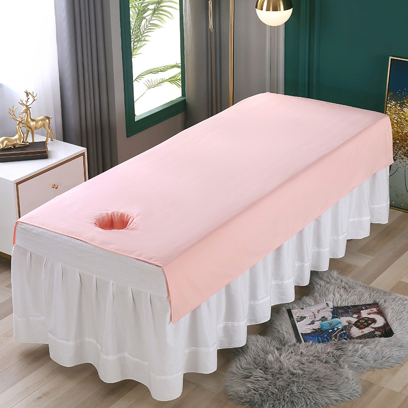 Beauty salon sheets with holes printed logo beauty physiotherapy SPA sheets washable and easy to dry massage sheets thickened wholesale