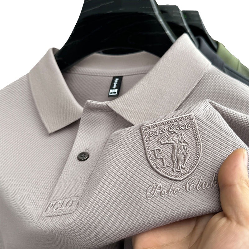 Short-sleeved polo shirt men's pullover top fashion lapel light business polo shirt men's short-sleeved T-shirt