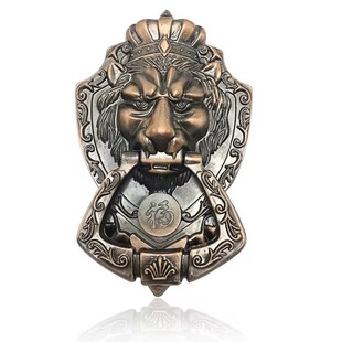 Vintage Bronze Lion Head Handle Ancient Courtyard Wooden Door Chinese Handle Old-fashioned Iron Door Animal Head Antique Door Ring