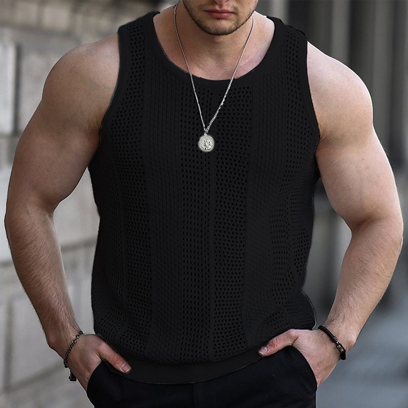 Foreign Trade Men's Amazon Summer New Hollow Sweater Men's Sleeveless Slim-fit Knitted Vest SY0187
