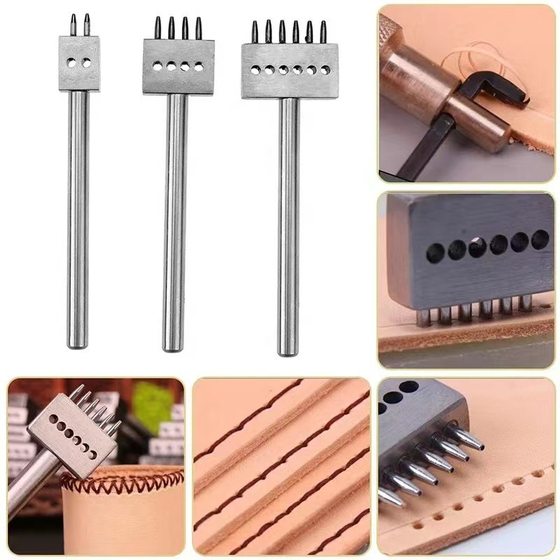 DIY Leather Tools Black Row Punching Round Holes Round Row Punching White Row Punching Leather Making Stitching Punching Straight Row Punching