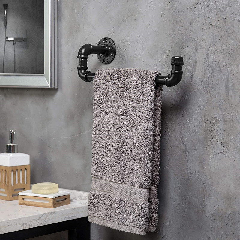 Industrial-style Wrought Iron Water Pipe Towel Rack Toilet Wall Tissue Rack Wall-mounted Rack Toilet Storage and Finishing Storage Rack