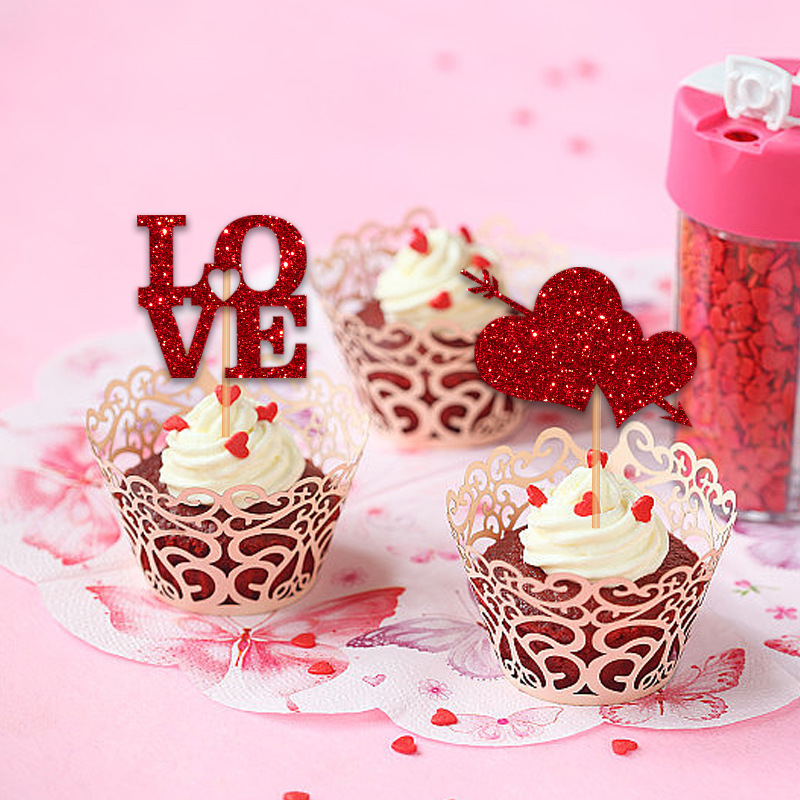 Birthday cake paper cup card decoration decoration insert dessert decoration Valentine's Day love plug-in finished product wholesale