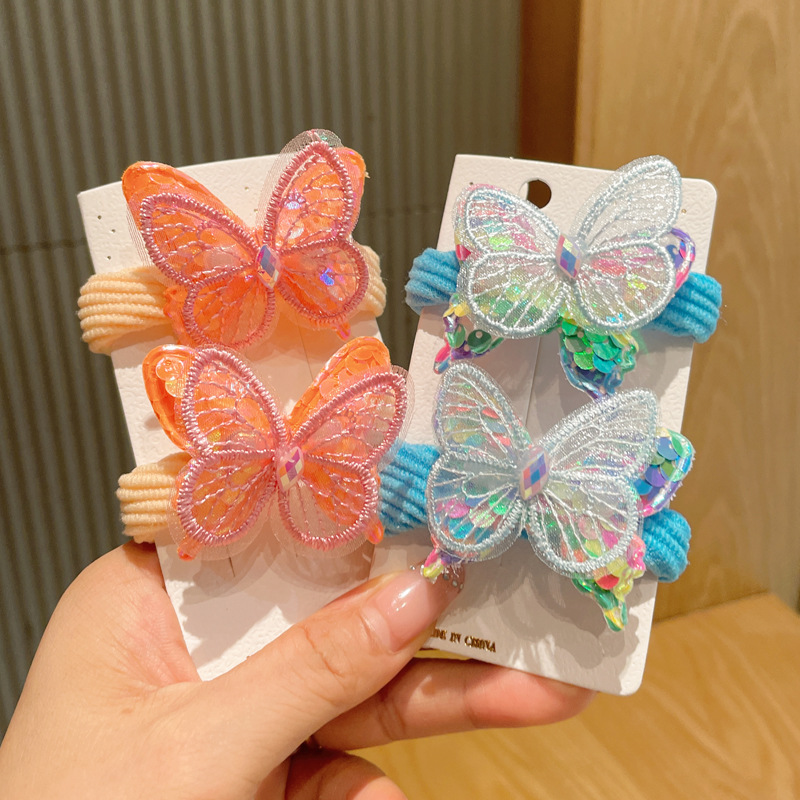 Children's hair rope towel ring does not hurt hair tie hair rope ponytail rubber band hair ring butterfly headdress ball head hair accessories for women