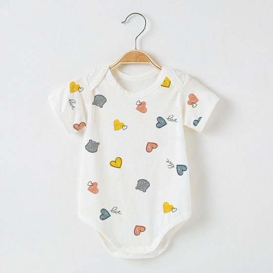 Summer Baby Wrap Fart Clothes Newborn Short-sleeved Thin Pajamas Baby Triangle Climbing Suit Hare Jumpsuit