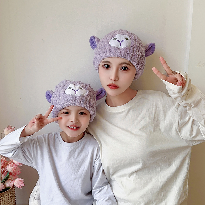 Shake the sound with cartoon embroidery rabbit ears dry hair cap female absorbent quick-drying thick adult shower cap a generation of hair