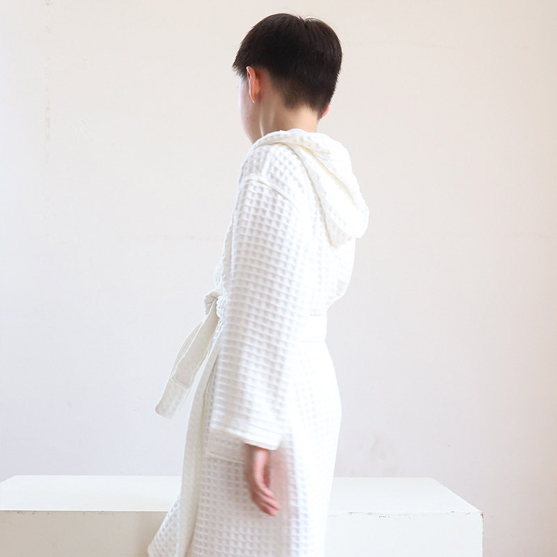 Children's Cotton Bathrobe Waffler Double-Layer Thickened Bathrobe Home Clothes Class A Large Children's Men's and Women's Pajamas Absorbent